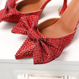 and American large bow shallow mouth diamond rhinestone wine glass with high heel women's