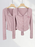 Zingj Heart Shows Thin Pure Desire Wind Pink Long Sleeve Knit Cardigan Female Hot Girl Bottom Shirt Early Spring Slim