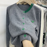 Spring And Autumn New Korean Version Of The Color Patch Loose Bottom Long-Sleeved Knitted Shirt Shirt Coat Women's