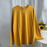 2025 New Hot Pure Color Long-Sleeved T-Shirt Women Loose Cotton Collar Base