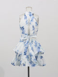 High-End Printed Women's Suit 2025 Autumn And Winter New Fashion Sleeveless Two-Piece Skirt Suit Women's