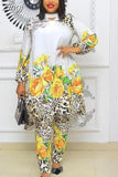 African Clothes For Women Two Piece Sets Long Tops Skinny Pants Matching Set Shirt Patchwork Tracksuit Set Outfit