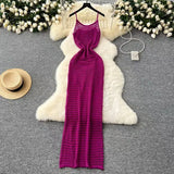 Grid Sling Dress Women's Summer New Folding Coat Wearing Long Body Dressing Vest Burqa