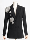 Zingj New Ins Temperament Heavy Industry Nail Bead Three-Dimensional Flower Splicing Loose Show Thin Elegant Suit Jacket