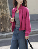 Sense Simple Collar Jacket 2025 Spring And Autumn Dopamine Eye-Catching Basis Simple Waffle Coat