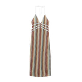 Women's Sexy Bareback Temperament Dress Crocheted Flower Type Hanging Neck