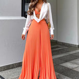 Spot Autumn 2025 New Women's Fashion Temperament Pressure Pleated Long Wide-Leg