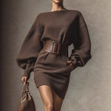 And Winter 2025 New Cover The Ass Lazy Knitted Bottom Shirt Color Fashion Coat Yang Lily Sweater