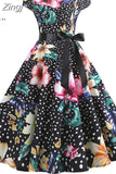 Women Summer Dress Vintage Floral Print Rockabilly Dress Robe Femme Sundress Vestidos Polka Dot Party