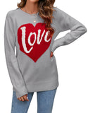 And Winter New Loose Love Letter Round Collar Knitted Shirt Long-Sleeved Sweater