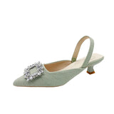 Sandals Women's 2025 New Fairy Wind French Gentlewater Diamond Head Stumbling With Coarse Heel Single