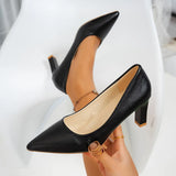 Spring And Autumn New Korean Version Of The Sharp-Thing High-Heeled Shoes Soft Leather Coarse Single Shoes Women Thin Black Professional Work