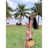 Zingj Flower Condole Belt Wipe Strapless Dress Gentle Tea Break High Open Fork Female Spring New Style Collect Waist Show Thin Package Buttock