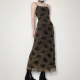 Zingj Dark Wind Cool Girl Dirty Print 2023 Summer New Women's Street Spice Girl Sling Long Skirt