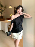 Xixi 13 Lines 2025 Summer New Temperament Collar With Small Shirt Chiffic Short-Sleeved T-Shirt Top Women