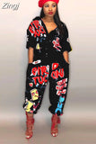 New Style Brand Fashion Hip Hop Style Women Jumpsuit Special Letter Turn Down Collar Half Sleeve Romper