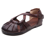 Leather Flat-Soled Sandals Women's New Summer Women's Shoes Beef Soft-Soled Mother Shoes Casual Cowhed Beach
