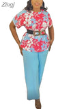 Piece Set Women Africa Clothes 2023 New Dashiki African Fashion Print Tops And Pants Suits Big Size Party Clothing For