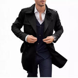 New Autumn And Spring Men's Coat In The Long Double Buckle Casual Wind Jacket Cardigan