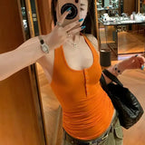 Girls White Hanging Neck Sling Vest Outside Wearing Women's Summer New Thin Back Shirt Long