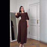 Women's Clothing 2025 Autumn New Bubble Sleeve With Fashion Temperament Dress Dress