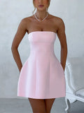 Gentle Style Dress Women 2025 Summer New Fashion Sweet Wind Bra High Waist Design Solid