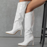 New Patent Leather Tip Head Bright One Foot Pedal In The Middle Of The Barrel Fashion Set Of Women's