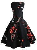 Women Summer Dress Floral Print Retro Vintage 1950s 60s Casual Party Office Robe Rockabilly Dresses Vestido