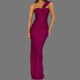 2025 New Dress Sexy Temperament Palette Solid Color Splicing Bag Hips Long