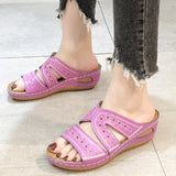 Cool Slippers Women's Slope And Fish Mouth Thick-Sed Large-Size Shoes Multi-Color Optional Embroidery Cool Drag