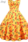 Floral Print A-Line Midi Dress Women Summer Peter pan Collar Casual Sleeveless Vintage Retro Party Dress Vestidos
