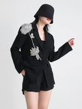 Zingj New Ins Temperament Heavy Industry Nail Bead Three-Dimensional Flower Splicing Loose Show Thin Elegant Suit Jacket