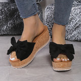 Bow-Bottomed Slippers Female Leopard-Print Cloth One-字字 Slope And Cool Slippers