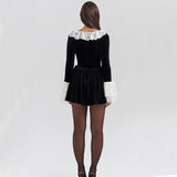 Zingj 2024 New Product Fashion Sexy Temperament French Court Lace Lace Velvet Long-Sleeved