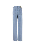 Blue Wash Straight Leg Knee Ripped Jeans- Outfit