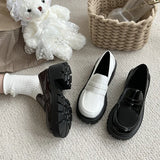 English Wind With Jk Small Leather Shoes Women Round Head With Thick Soles Students With Skirts Two Wearing Lef