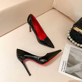 Black High-Heeled Women's Fine Heel Sexy Night Scene 2025 Spring And Autumn New Bed Patent Leather Pure Lusty Single