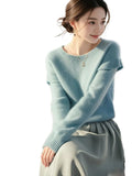 Hair Blue Soft-Masted Sweater Mid-Autumn 2025 Autumn/Winter New Design Sense Of Ntong T-Shirt