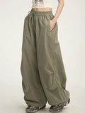 Zingj Wide-Leg Sweatpants Elastic Waist Logo Loose Versatile Air Pants Parachute Paratroop Cargo