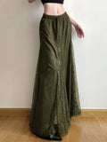 Cloth Forget The Wizard Of Oz Retro Green Lace Splicing Low-Rise Half-Body Skirt Heavy Industry Zip A