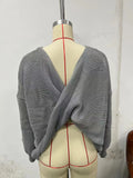 Zingj New Open Back Knit Sweater Long Sleeve Long Sleeve Knit Sweater Woman-Outfit