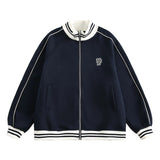 Zingj Standing Collar Baseball Uniform Spring And Autumn Coat Female Retro Hoodie Casual Loose Versatile Lazy Jacket