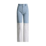 Australian Niche Brand High-Rise Straight Trousers 2025 New Personality Design Stitching Mesh Yarn Diamond Jeans