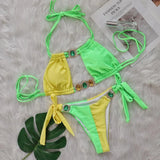 Zingj 2024 New Crystal Diamond Bikini Sexy Quilting Tied With Women's Split