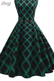 Print Women Summer Dress Hepburn 50s 60s Retro Swing Vintage Dress A-Line Party Dresses With Belt