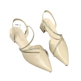 2025 New Sandals Women's Coarse French Summer High Heels Shoes Pointed Single Shoes Temperament Women's