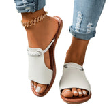 2025 Summer New Slippers Women Solid Color Weaving Simple Daily Beach