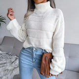 Red Explosion Autumn And Winter High-Neck Long Sleeve Hollow Casual Base Knitted Sweater Women's