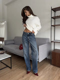 And Winter Pure Color Short High-Collar Sweater Women's Loose Leisure Knitting Shirt 2025 New Thicker