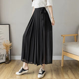 Women 2025 Early Spring New Korean Pressure Folded Skirt Broad Legs Long